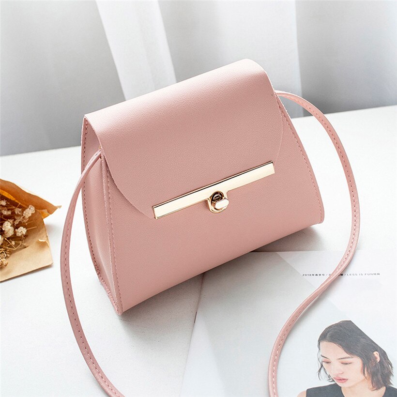 Realaiot Simple Flap Shoulder PU Leather Bags for Women Girls Pure Color Mini Messenger Chest Bag Crossbody Handbags Bolsa Feminina