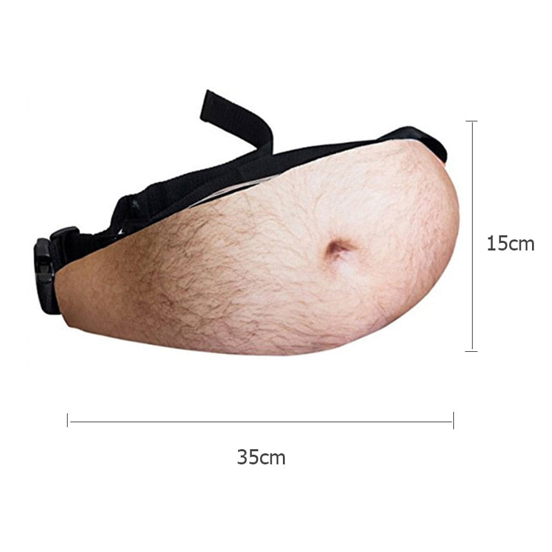 Realaiot Fashion 3D Pockets PU Novelty Men Beer Belly Waist Bag Travel Phone Anti-theft Organizer Waist package Dad Bag