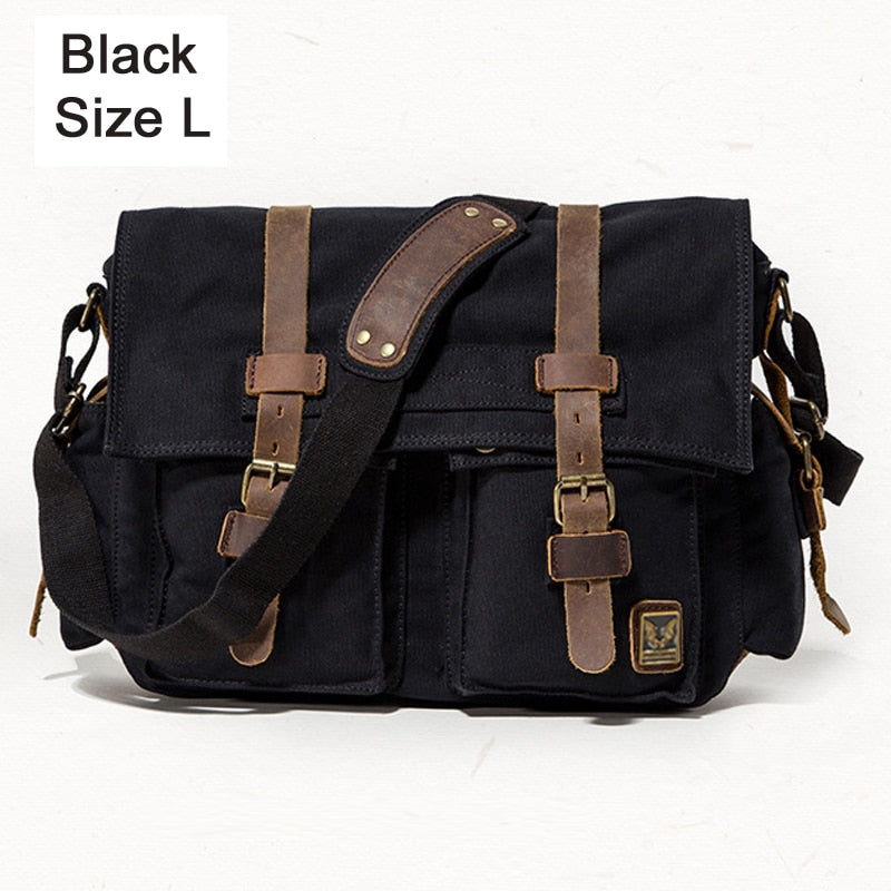 Cyflymder Military Canvas + Genuine leather Men Messenger Bag Canvas Shoulder Bag men Crossbody Bag Casual Bag