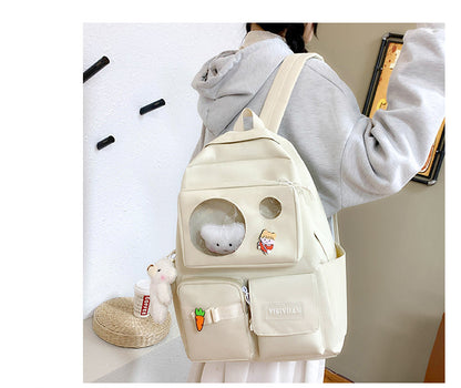 Cyflymder New 4Pcs/set Canvas School Laptop Backpacks Women Cute School Bags for Teenage Girls Bookbags College Travel Backpacks