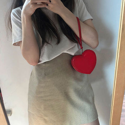 Realaiot Fashion Heart Shaped Mini Money Purse Women Handbag Top-handle Bag Female Clutch Purse Ladies Street Party Wristlet