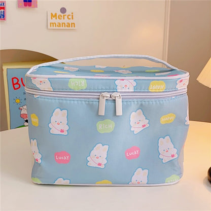 Cyflymder New Women Travel Cosmetic Makeup Bags Case Korean Bear Rabbit Plaid Toiletries Organizer Females Make up Storage Bag Pouch