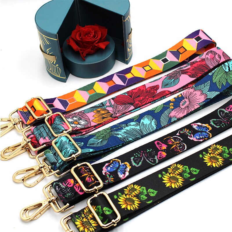 Cyflymder Nylon/Cotton Bag Strap Woman Colored Straps for Crossbody Messenger Shoulder Bag Accessories Adjustable Embroidered Belts Straps