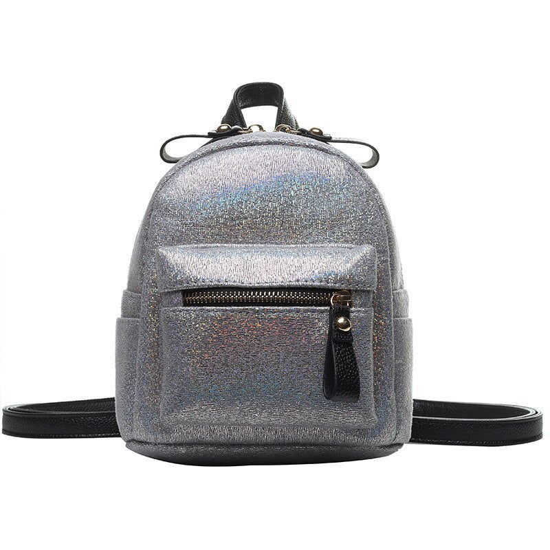 Realaiot Fashion Sparkles women Backpack small PU Leather Lady Shoulder Crossbody Bags Girl Backpacks Travel Bags Daypack bagpack pink