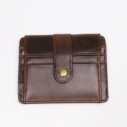 Realaiot Genuine Leather Wallet For Men Male Vintage Short Small Slim Men's Purse ID Credit Card Holder With Coin Pocket Money Bag