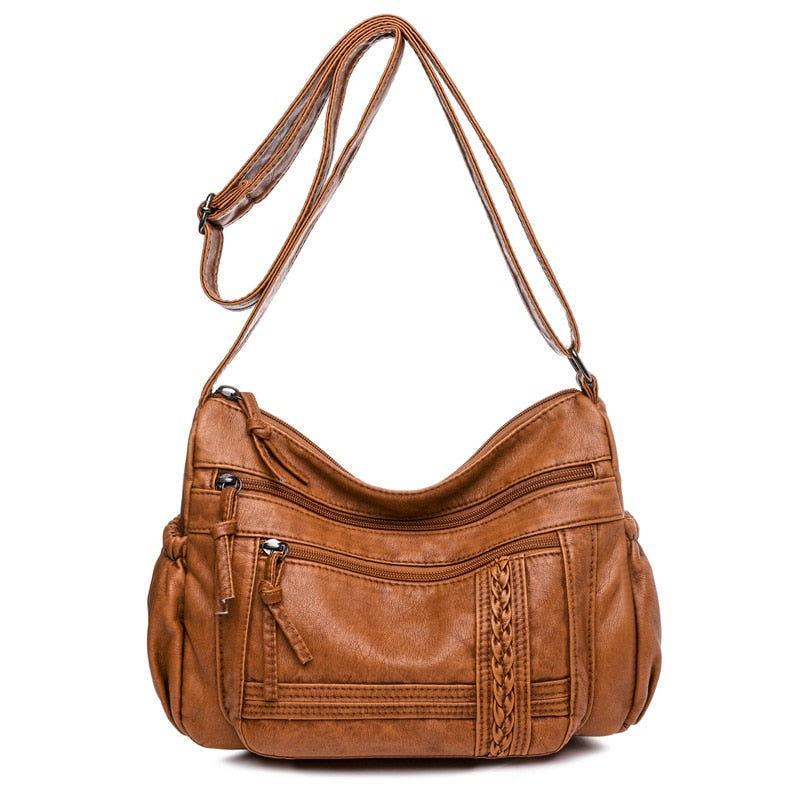 Cyflymder Luxury Shoulder Bags for Women Vintage Messenger Bag Soft Pu Leather Crossbody Bag Brown Leather Handbag Purse