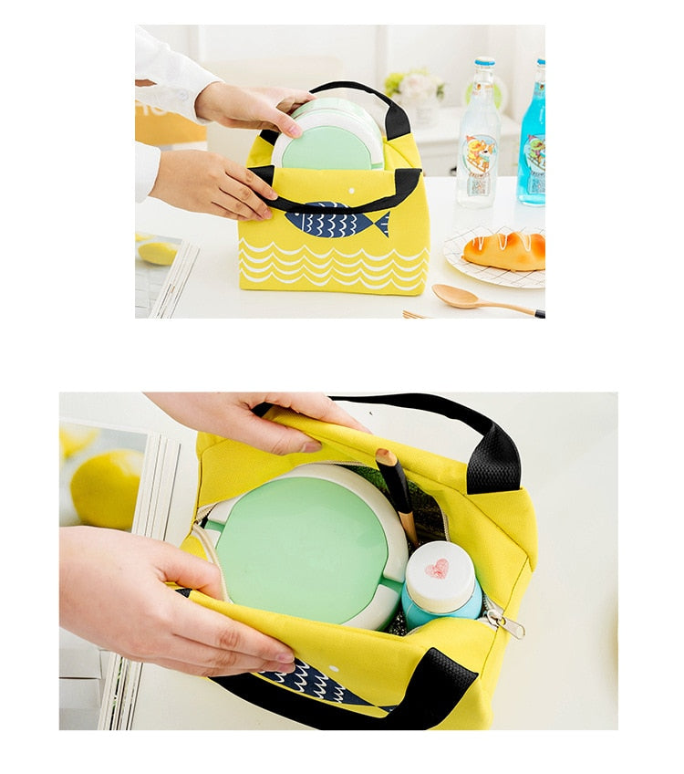 Cyflymder Portable Lunch Bag New Thermal Insulated Lunch Box Tote Cooler Handbag Bento Pouch Dinner Container School Food Storage Bags