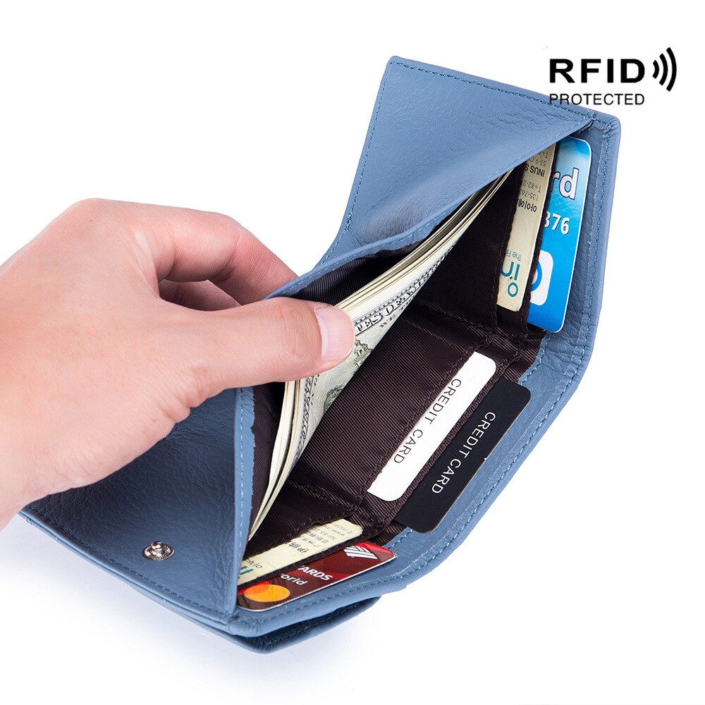 Cyflymder New Women Genuine Leather Purses Female Cowhide Wallets Lady Small Coin Pocket Rfid Card Holder Mini Money Bag Portable Clutch