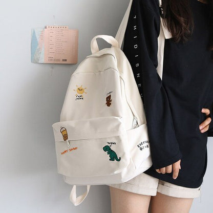 Realaiot Female Cute Embroidery Backpack Women Harajuku School Bag Teenage Book Ladies Backpack Kawaii College Student Girl Bags Fashion