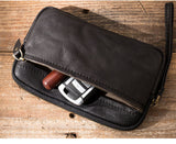 Cyflymder Men's leather wallet, handmade retro multifunctional cowhide zipper clutch, trendy personality clutch