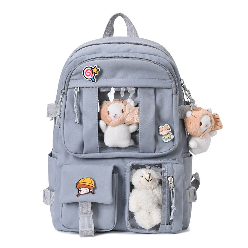 Cyflymder New Fashion Cute Women Backpack White Waterproof Nylon Female Schoolbag College Lady Laptop Backpacks Kawaii Book Bags for Girl