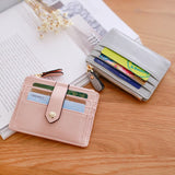 Realaiot 1PC Mini PU Leather Credit Card Holder Cover Zipper Hasp Women Men Small Ultra-Thin Wallet Organizer Case Package Coin Purse