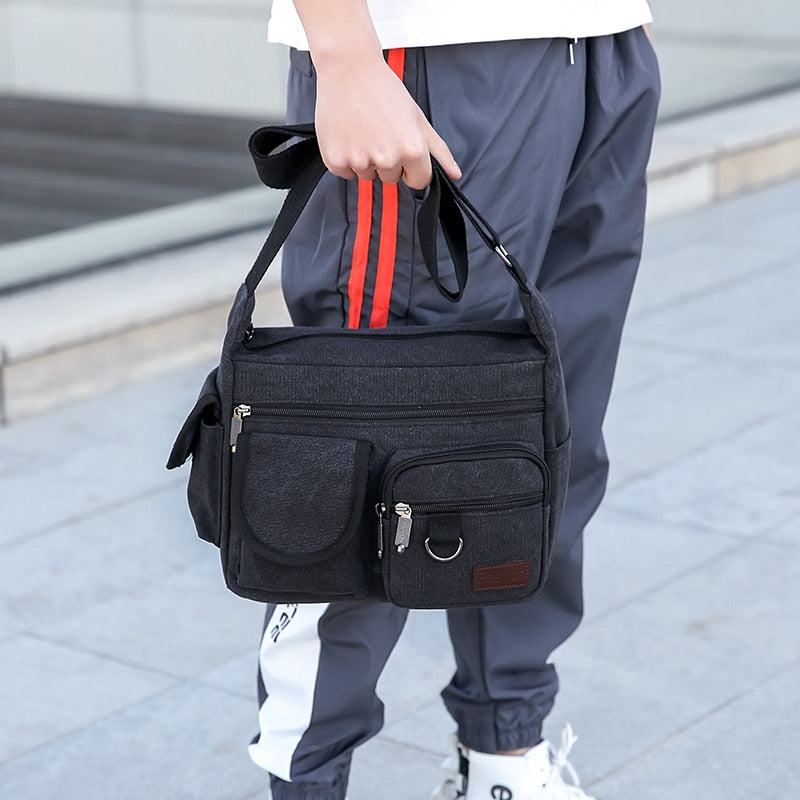 Cyflymder New Fashion  Canvas Men Shoulder bag Messenger bag Men Crossbody Bag Vintage male Leisure Sling bag Casual Boy