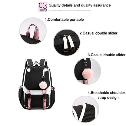 Realaiot Shoulder Bag Women girls School Backpacks Anti Theft USB Charge Backpack Waterproof Bagpack School Bags Teenage Travel Bag