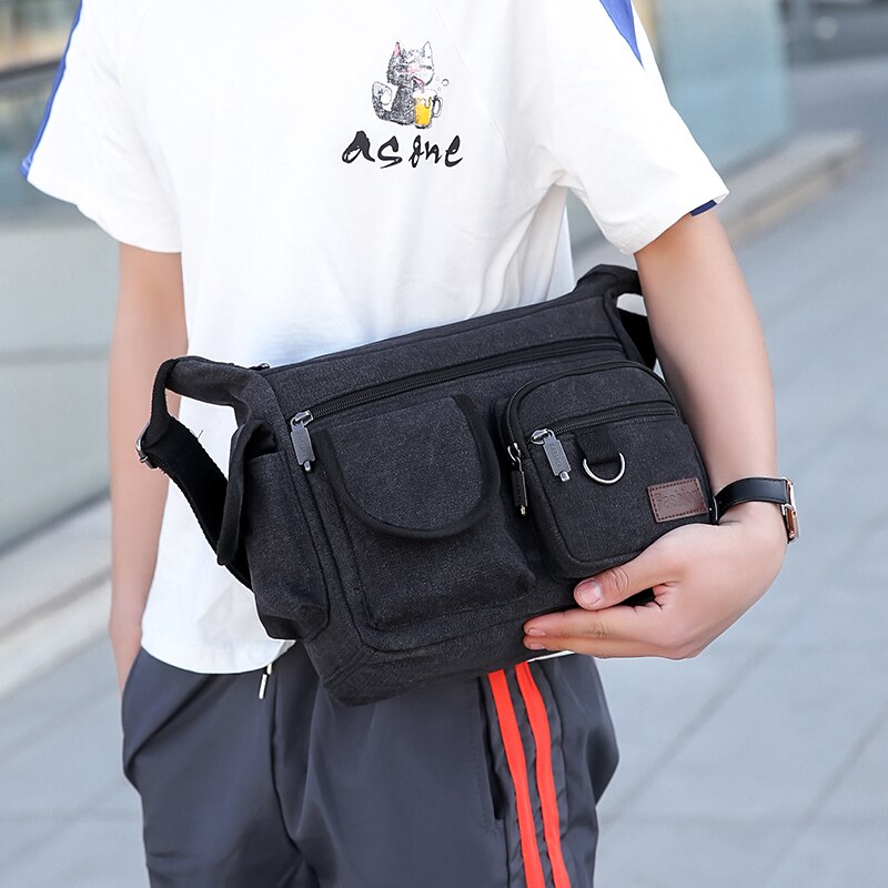 Cyflymder New Fashion  Canvas Men Shoulder bag Messenger bag Men Crossbody Bag Vintage male Leisure Sling bag Casual Boy