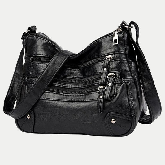 Realaiot High Quality Women's Soft Leather Shoulder Bags Multi-Layer Vintage Crossbody Bag Luxury Designer Female Handbag and Purse