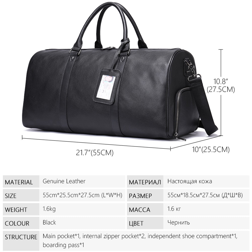 Realaiot Genuine Leather Men Women Travel Bag Real Leather Carry-on Hand Luggage Bags Travel Shoulder Bag Big Totes Bags Male Gifts for Men