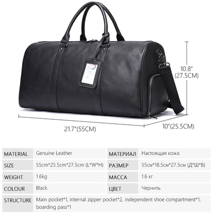 Realaiot Genuine Leather Men Women Travel Bag Real Leather Carry-on Hand Luggage Bags Travel Shoulder Bag Big Totes Bags Male Gifts for Men