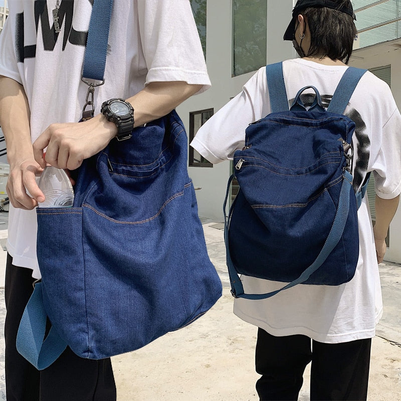 Realaiot Casual Denim women Backpack Big Capacity Multifunctional men Shoulder Bags Harajuku Travel Backpacks Rucksac student school bags