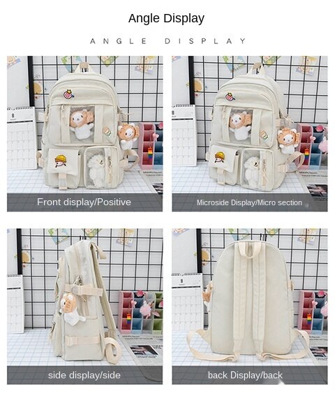 Cyflymder New Fashion Cute Women Backpack White Waterproof Nylon Female Schoolbag College Lady Laptop Backpacks Kawaii Book Bags for Girl