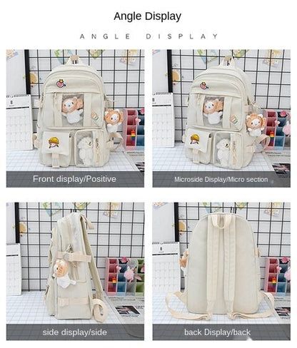 Cyflymder New Fashion Cute Women Backpack White Waterproof Nylon Female Schoolbag College Lady Laptop Backpacks Kawaii Book Bags for Girl