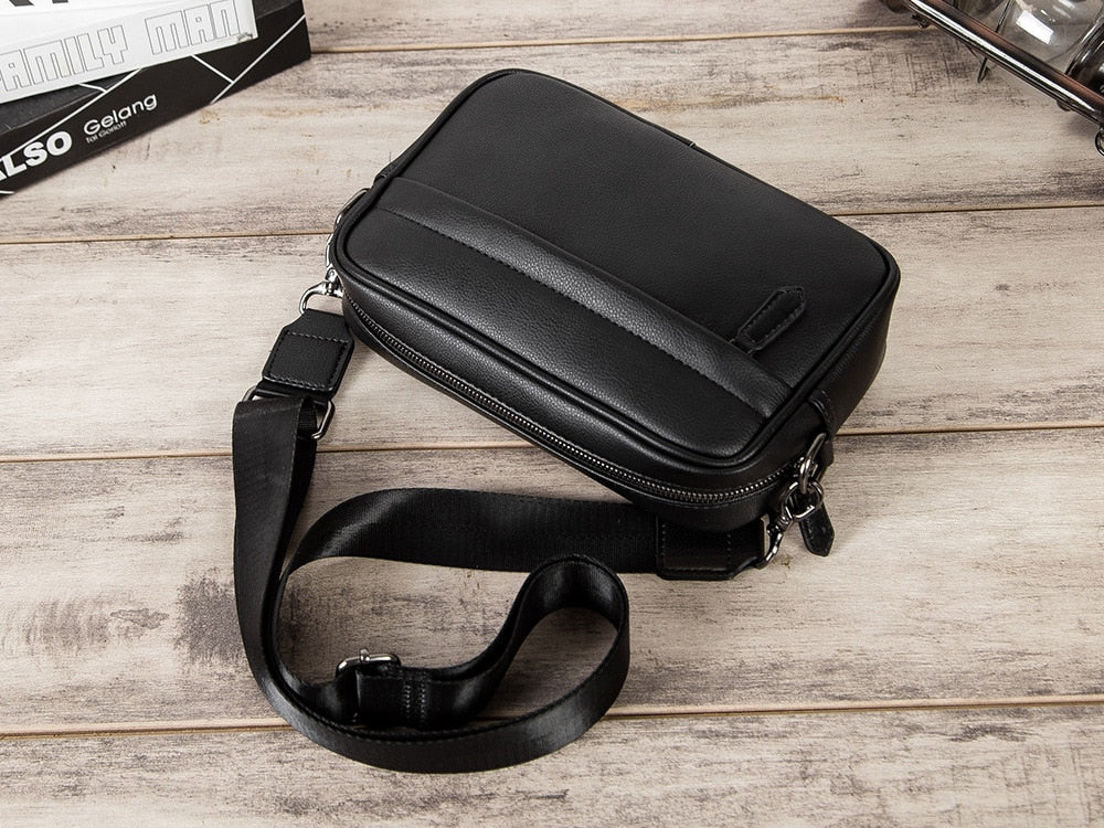 Realaiot Fashion Luxury Men's Crossbody Bag Business PU Leather Shoulder Bags Men Solid Flap Messenger Bag Men Zipper Ipad Bag New