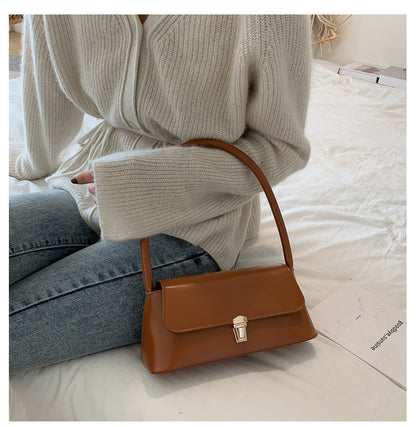 Realaiot Solid Color PU Leather Handbags For Women Shoulder Bag Female Small Elegant Totes Lady Handbag Luxury Hand Bag