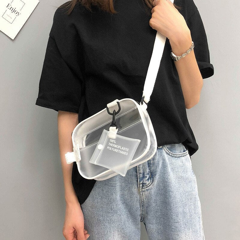 Realaiot Summer Mini Crossbody Bags Transparent bag PVC Jelly Bag Korean fashion Shoulder Female Bag purses sac clear bags for women