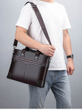 Cyflymder New Design Laptop Bags for Men Luxury Soft Leather Business Tote Retro Briefcase Shoulder Messenger Bag Laptop Bags 14 Inch