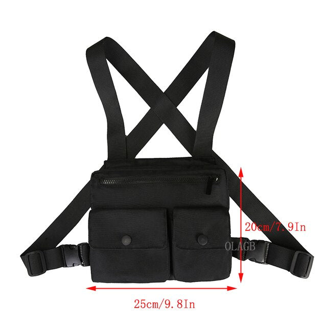 Realaiot Functional Tactical Chest Bag  Fashion Bullet Hip Hop Vest Streetwear Bag Waist Pack Women Black Chest Rig Bag