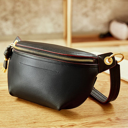 Realaiot Genuine leather waist bags women designer fanny pack fashion belt female lady wait pack bum bag cowskin single shouder bag