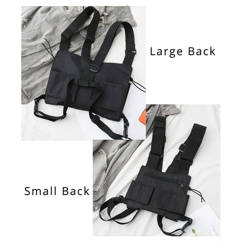 Realaiot Functional Tactical Chest Bag  Fashion Bullet Hip Hop Vest Streetwear Bag Waist Pack Women Black Chest Rig Bag