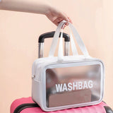 Cflymder Waterproof Washbag Transparent Cosmetic Case Large Capacity Portable Travel Makeup Organizer Storage Bag PVC Zipper Handbag
