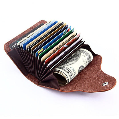 Realaiot 1 Pc Men Card Holder Genuine Leather Business Card Holder Wallet Women Credit Card Case Unisex  Zipper Coin Purse