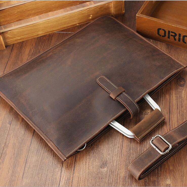 Realaiot High Fashion Luxury Clutch Bag Men's A4 File Document Purse Wallet Top Layer Ipad Leather Business Bag Briefcase Cowkskin