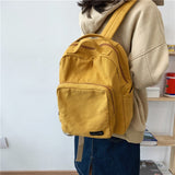 Cyflymder New Vintage Canvas Backpack Women Solid Color Women Classic Shoulder Bag Fashion Schoolbag for Teenage Girl Backpacks Travel Bag