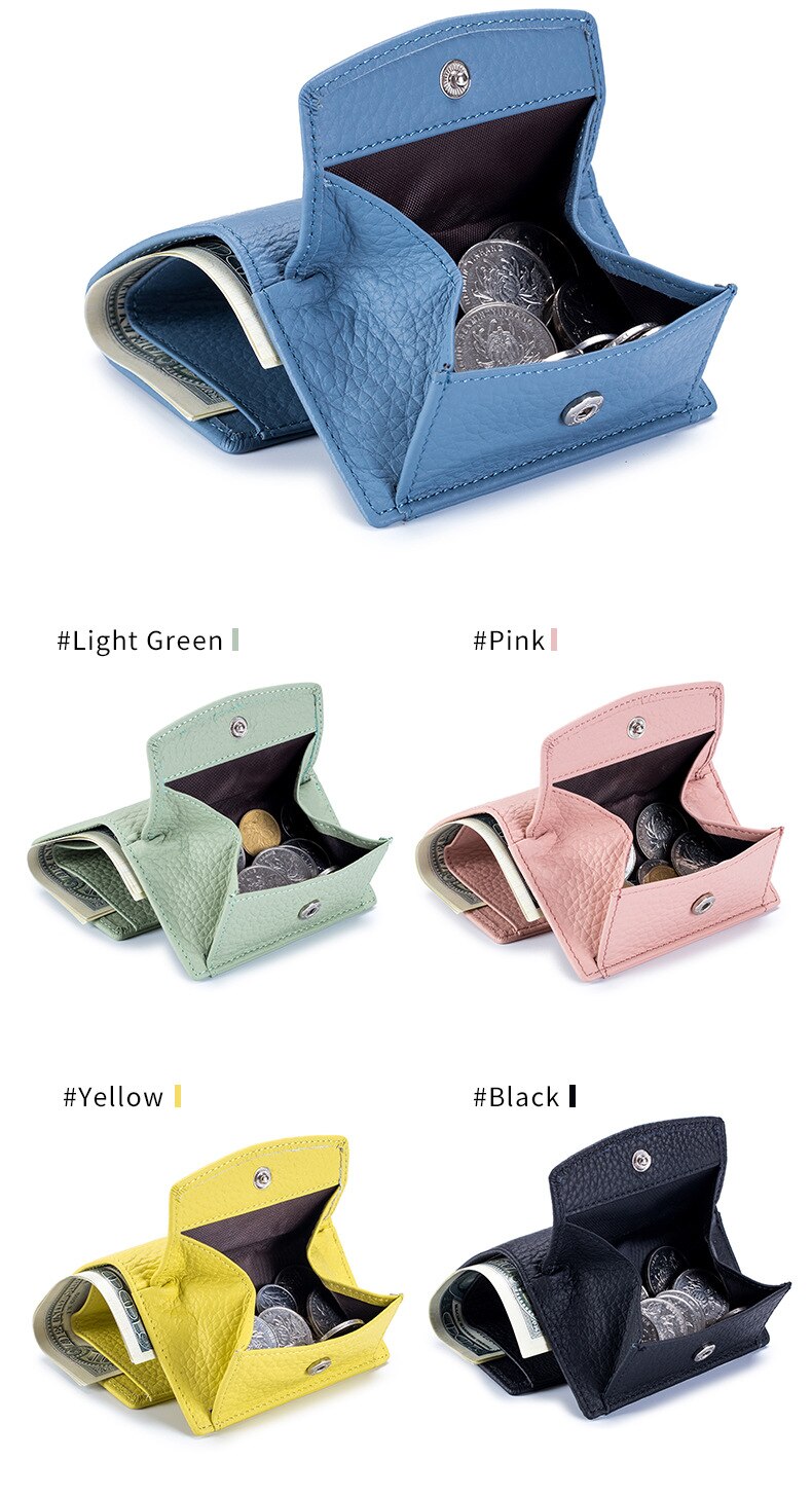 Cyflymder New Women Genuine Leather Purses Female Cowhide Wallets Lady Small Coin Pocket Rfid Card Holder Mini Money Bag Portable Clutch