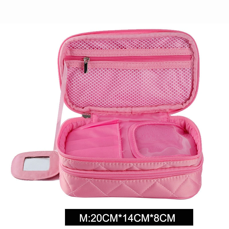 Cyflymder Luxury Designer Women's Toiletry Cosmetic Bag Double Waterproof Beautician Make Up Bags Travel Essential Organizer Beauty Case