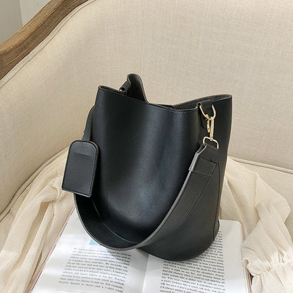 Realaiot 2piece/set Fashion Designer Pu Leather Women's Handbags Good Casual Ladies Tote Female Black Bucket Women Shoulder Crossbody Bag