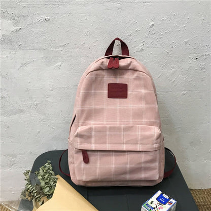 Realaiot Fashion College School Bag Casual New Simple Women Backpack Plaid Book Packbags for Teenage Girls Travel Shoulder Bag Rucksack