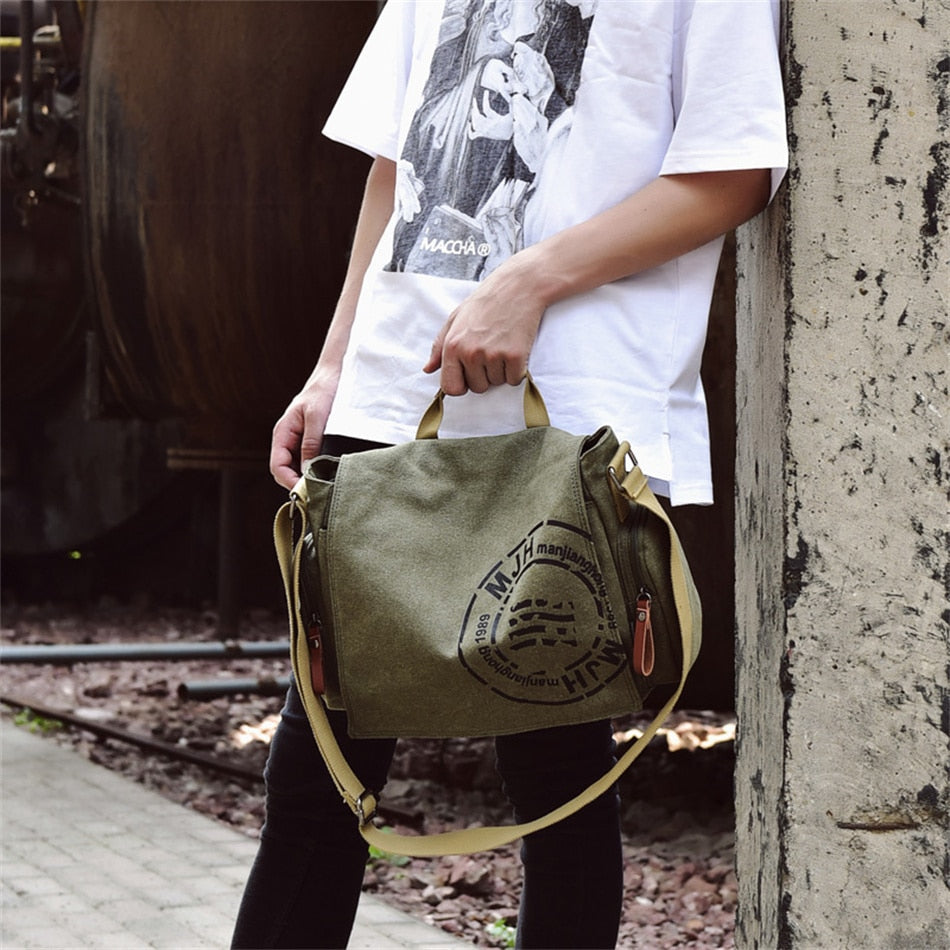 Cyflymder Men's Fashion Canvas Shoulder Bags Business Travel Crossbody Bags Men Messenger Bags Briefcase Men Handbag Tote