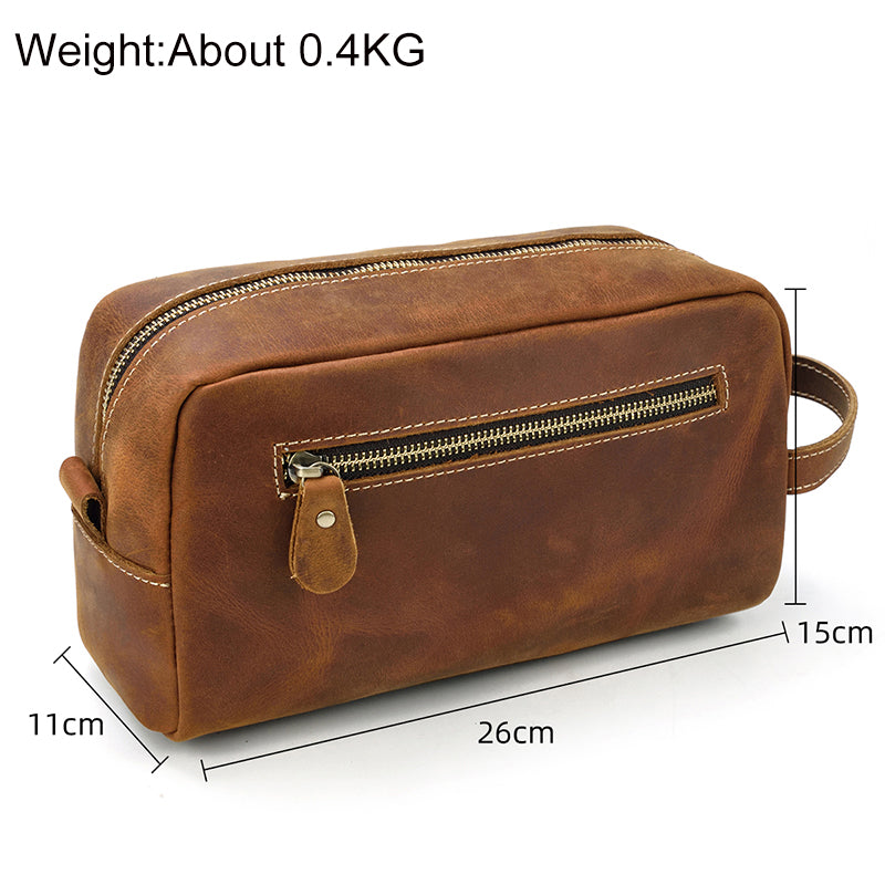 Realaiot Large Capacity Hand Bag Day Clutch Genuine Leather Storage Bags With Belt Handle Zip Big Hand Wallet Clutches Brown