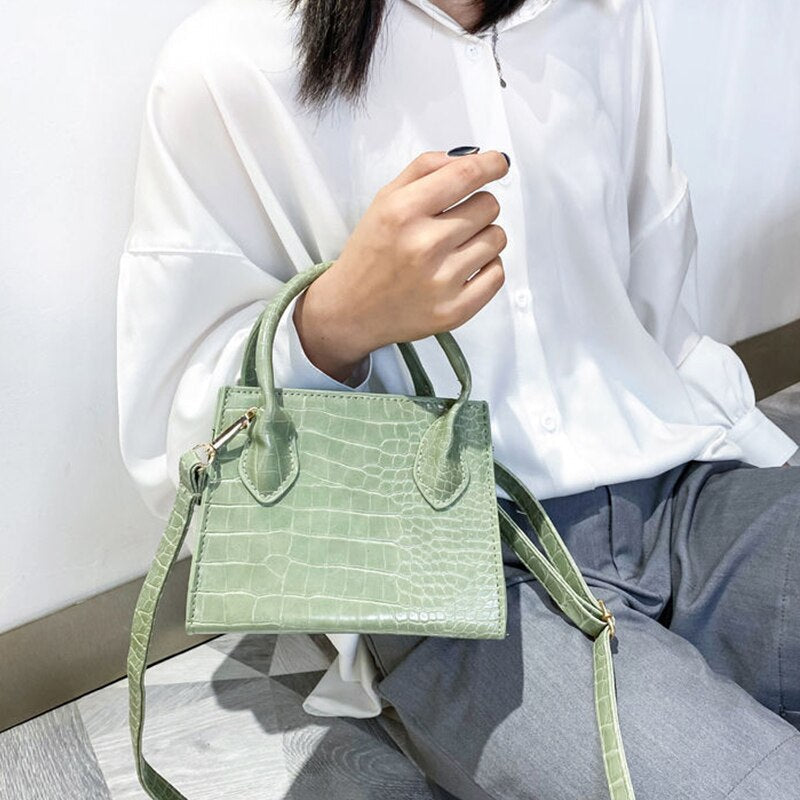Realaiot Crocodile Pattern Crossbody Bag Women Luxury Shoulder Bag PU Leather Designer Mini Handbag Popular Messenger Bag Girl Purse