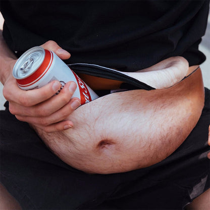 Realaiot Fashion 3D Pockets PU Novelty Men Beer Belly Waist Bag Travel Phone Anti-theft Organizer Waist package Dad Bag