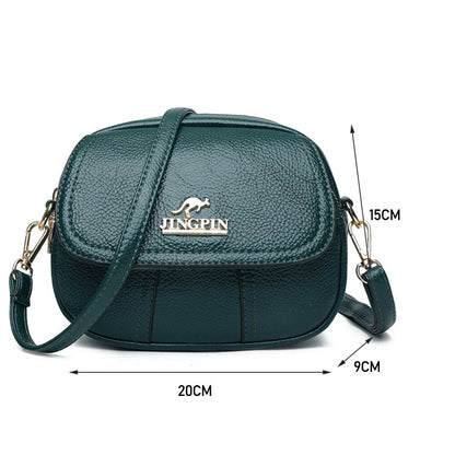 Realaiot Women Leather Shoulder Bag Multi-pocket Mother Female Zipper Crossbody Handbags Fashion Exquisite Shopping Bag