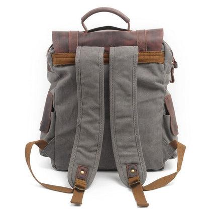 Realaiot High Quality Men's Backpacks Leather Canvas Laptop Backpack School Bag Fashion Clamshell Zip Hasp Travel  Rucksack Male Knapsack