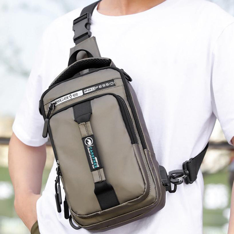 Cyflymder Men's Shoulder Bag Sling Chest Pack USB Charging Sports Crossbody Handbag Travel Knapsack Male Chestbags Mochila