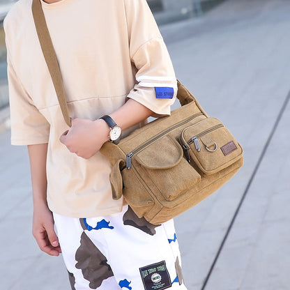 Cyflymder New Fashion  Canvas Men Shoulder bag Messenger bag Men Crossbody Bag Vintage male Leisure Sling bag Casual Boy