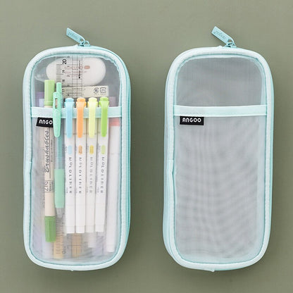 Realaiot Transparent School Pencil Case For Students Colored Pen Bag Large Capacity Pencil Case Cute Storage Pen Pouch Stationery Supply