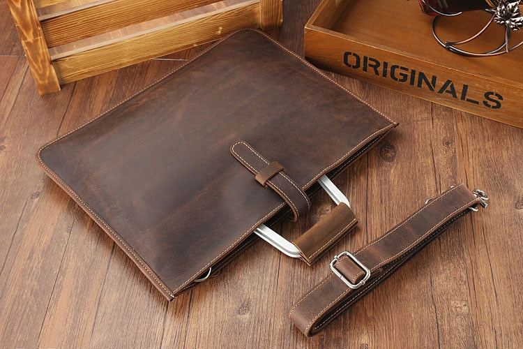 Realaiot High Fashion Luxury Clutch Bag Men's A4 File Document Purse Wallet Top Layer Ipad Leather Business Bag Briefcase Cowkskin